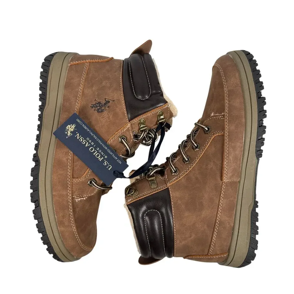 U.S. Polo Assn. Soren Casual Mid Boot‎ Mens 10 M Brown Faux Suede Lined Lace Up